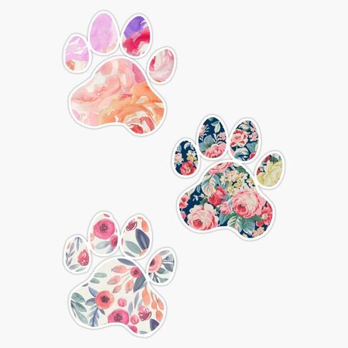 Floral Paw Print Trio Sticker Vinyl Waterproof Sticker Decal Car Laptop Wall Window Bumper Sticker 5" in Saudi Arabia