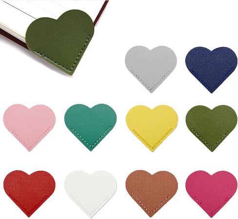 10Pcs Leather Heart Bookmarks for Women Heart Bookmark Page Corner Cute Book Marks for Reading Lovers Reading Accessories for Women Students - Back to School in Saudi Arabia