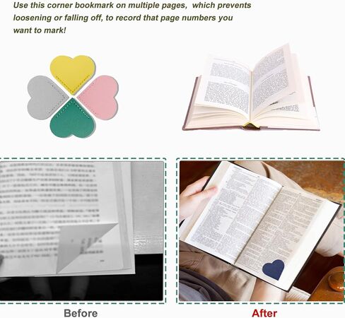 10Pcs Leather Heart Bookmarks for Women Heart Bookmark Page Corner Cute Book Marks for Reading Lovers Reading Accessories for Women Students - Back to School in Saudi Arabia