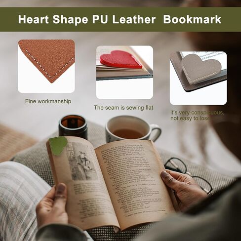 10Pcs Leather Heart Bookmarks for Women Heart Bookmark Page Corner Cute Book Marks for Reading Lovers Reading Accessories for Women Students - Back to School in Saudi Arabia