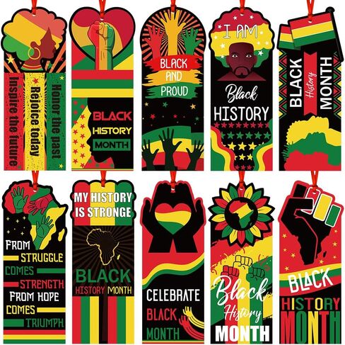 100Pcs Black History Month Bookmarks Inspirational Bookmarks with Ribbon for Women Men Black History Month Party Favors in Kuwait