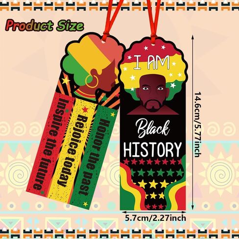 100Pcs Black History Month Bookmarks Inspirational Bookmarks with Ribbon for Women Men Black History Month Party Favors in Kuwait