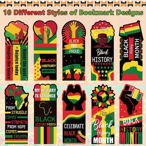 100Pcs Black History Month Bookmarks Inspirational Bookmarks with Ribbon for Women Men Black History Month Party Favors in Kuwait