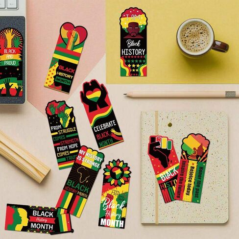 100Pcs Black History Month Bookmarks Inspirational Bookmarks with Ribbon for Women Men Black History Month Party Favors in Kuwait