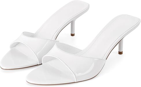 Dsevht Kitten Heels for Women Slip on Mules Stiletto Heel Open Pointed Toe Sexy Trendy Heeled Sandals Patent Dress Backless Pumps for Party Wedding Daily in Kuwait