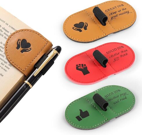 Magnetic Bookmarks for Books Set of 3, Personalized Magnetic Leather Bookmarks with Pen Holder – Motivational Quotes & Pattern Designs for Reading, Teacher & Student Book Lover Gifts in Saudi Arabia