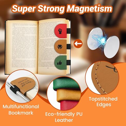 Magnetic Bookmarks for Books Set of 3, Personalized Magnetic Leather Bookmarks with Pen Holder – Motivational Quotes & Pattern Designs for Reading, Teacher & Student Book Lover Gifts in Saudi Arabia