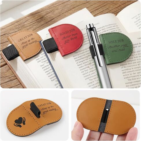 Magnetic Bookmarks for Books Set of 3, Personalized Magnetic Leather Bookmarks with Pen Holder – Motivational Quotes & Pattern Designs for Reading, Teacher & Student Book Lover Gifts in Saudi Arabia