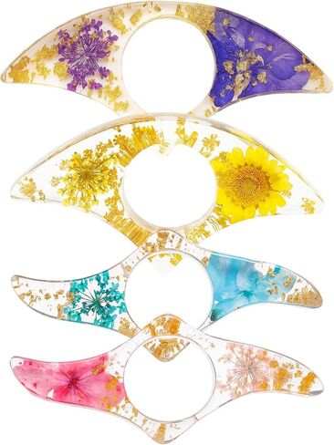 4 قطع حامل صفحة الكتاب للقراءة، علامة مرجعية شفافة من الراتنج الزهري المجفف، حامل صفحة كتاب من الراتنج للقراءة، تصميم زهرة مضغوطة، حامل صفحة من الراتنج خفيف الوزن للكتب in Kuwait