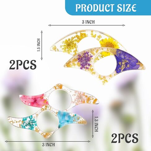4 قطع حامل صفحة الكتاب للقراءة، علامة مرجعية شفافة من الراتنج الزهري المجفف، حامل صفحة كتاب من الراتنج للقراءة، تصميم زهرة مضغوطة، حامل صفحة من الراتنج خفيف الوزن للكتب in Kuwait