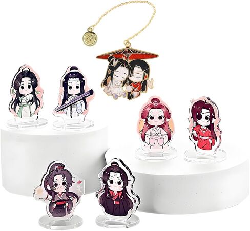 مجسمات أكريليك لطيفة من Heaven Blessing Grandmaster Demonic اللطيفة لتزيين Xie Lian Hua Cheng Keychians Tian Guan Ci Fu إشارة مرجعية للرجال والنساء 7 قطع in Saudi Arabia