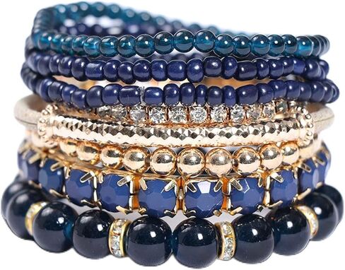 COLORFUL BLING Multilayer Bohemian Stretch Seed Beaded Bracelets for Women Girls Stacking Strand Statement Jewelry Boho Bracelet Set in Saudi Arabia