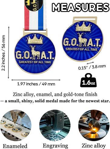 Goat Medal - 2'' Heavy Duty Goat Necklace, 3D Engraved Championship Trophy for Sports Awards, MVP Gifts & Collections in Kuwait