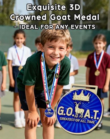 Goat Medal - 2'' Heavy Duty Goat Necklace, 3D Engraved Championship Trophy for Sports Awards, MVP Gifts & Collections in Kuwait
