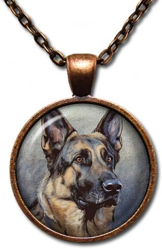 Beautiful German Shepherd Dog Lovers Canine - Handmade ROUND Glass Pendant Necklace Jewelry in Saudi Arabia