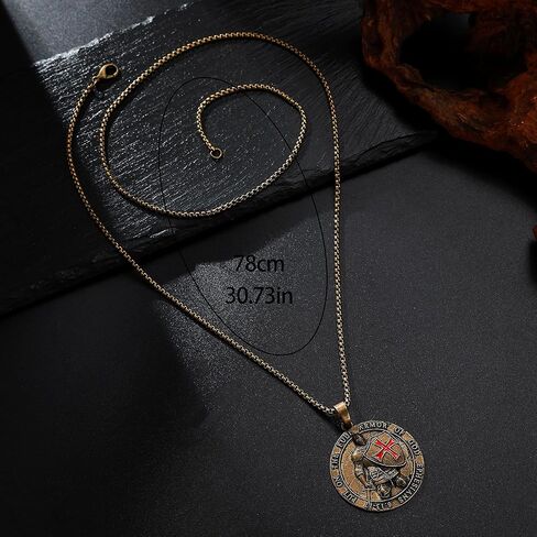 Yumikoo Knights Templar Necklace Medieval Knight's Shield Pendant Necklace - Antique Bronze Pendant with Red Enamel Cross Put on the Full Armor of God Ephesians 6:13-17 in Saudi Arabia
