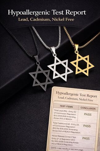 Star Of David Necklace For Men Women, 3 Pack (Gold, Silver, Black), Dainty Pendant Necklace 14k Gold Plated, Stainless Steel Jewish Jewelry, Pendant Necklace Simple Necklaces Everyday Jewelry for Women in Kuwait