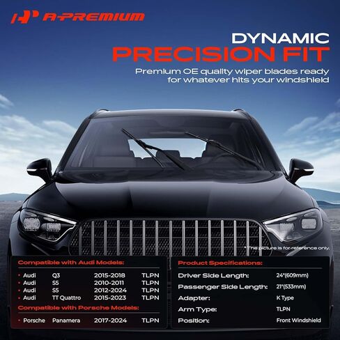 A-Premium 24"+21" Windshield Wiper Blades Compatible with Audi Q3, TT Quattro, S5/S5 Convertible & Porsche Panamera - TLPN Connector, with Wear Indicator & Towel, Left and Right (Pack of 2) in Saudi Arabia