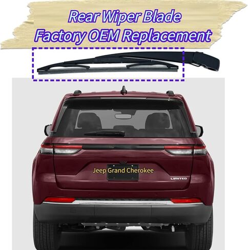 Rear Wiper Blade for Jeep Grand Cherokee 2025 2024 2023 2022 | Exact Fit 4xe Altitude Laredo Overland Summit Trailhawk Models | OEM Replacement Rear Back Windshield Wiper Blade with PTFE Coating in Saudi Arabia