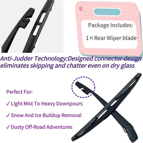 Rear Wiper Blade for Jeep Grand Cherokee 2025 2024 2023 2022 | Exact Fit 4xe Altitude Laredo Overland Summit Trailhawk Models | OEM Replacement Rear Back Windshield Wiper Blade with PTFE Coating in Saudi Arabia