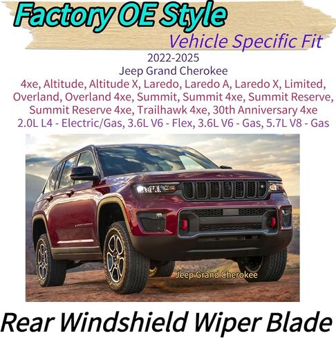 Rear Wiper Blade for Jeep Grand Cherokee 2025 2024 2023 2022 | Exact Fit 4xe Altitude Laredo Overland Summit Trailhawk Models | OEM Replacement Rear Back Windshield Wiper Blade with PTFE Coating in Saudi Arabia