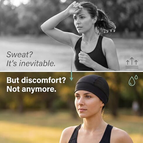 Breathable Mesh Skull Cap Lightweight Quick Dry Sports Helmet Liner Cooling Skull Caps for Men Women Sweat Wicking Cycling Running Hat Black 2pcs in Kuwait