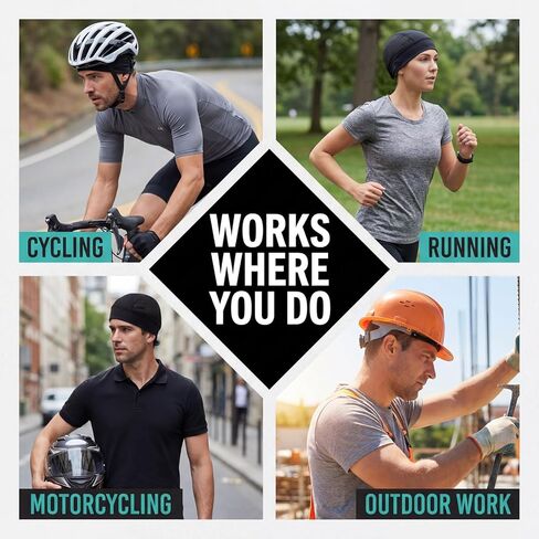 Breathable Mesh Skull Cap Lightweight Quick Dry Sports Helmet Liner Cooling Skull Caps for Men Women Sweat Wicking Cycling Running Hat Black 2pcs in Kuwait