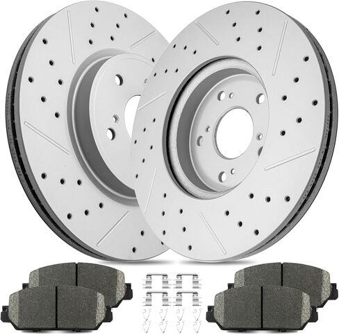 Ceramic Brake Pads and Rotors Kit Front Drilled Slotted Vented Rotors & Brakes for 2017 2018 2019 Honda CR-V, 2020 Honda CR-V 1.5L with Gas, 2021 2022 2023 CR-V Gas in Kuwait