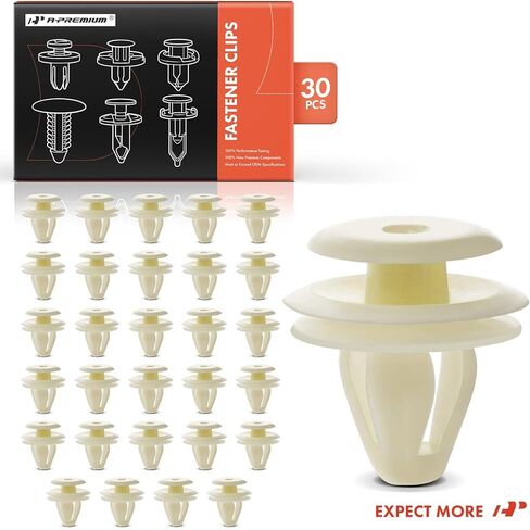 A-Premium 30 PCS Nylon Door Trim Panel Car Retainer Fastener Push Pin Clips Compatible with Toyota Camry 1992-1996 RAV4 Corolla Prius Tacoma Echo MR2 Paseo Previa T100 Tercel Scion xB - for 9.5mm in Saudi Arabia