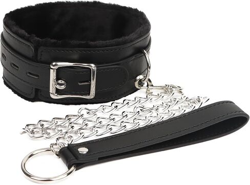 طوق جلدي للنساء، قلادات ذات أطواق قابلة للتعديل مع بطانة من الفرو للنساء in Kuwait