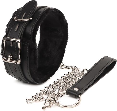 طوق جلدي للنساء، قلادات ذات أطواق قابلة للتعديل مع بطانة من الفرو للنساء in Kuwait