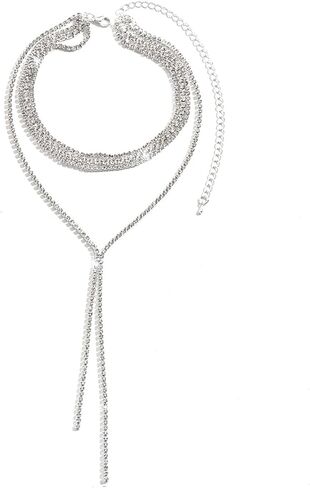 Dainty Rhinestone Necklace for Women,Trendy Bling Sparkling Crystal Choker Necklace Party Prom Cocktail Jewelry Accessories in Kuwait