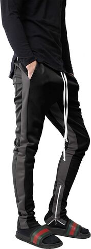 Ma Croix Men's Stripe Track Pants Skinny Fit Stretch Joggers in Saudi Arabia