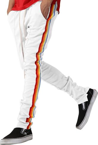 بنطال رياضي مخطط للرجال من Ma Croix، بنطال رياضي مطاطي بمقاس نحيف in Kuwait