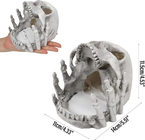 Resin Skull Shaped Jewelry Holder for Ring & Charm, Gothic Skull Decorative Storage for Earring Trinket, White Dark Aesthetic Halloween Decor, Shelf Display Gift for Bedroom, Living Room Home Office in Kuwait