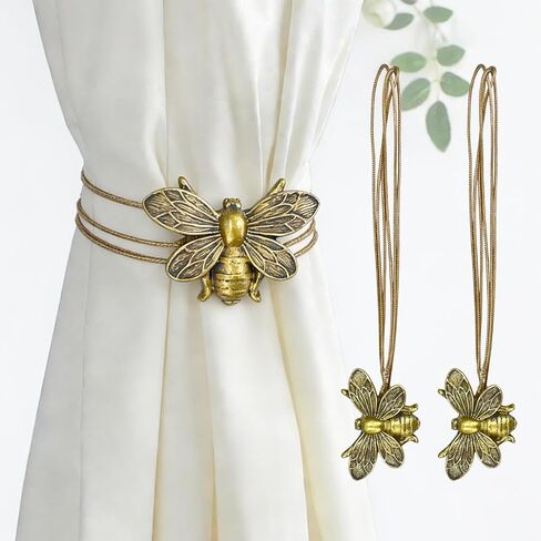 Magnetic Curtain Tiebacks, Set of 2 Antique Bronze Flying Bee Design, Resin Magnetic Curtain Holdbacks for Drapes, Farmhouse Home Office Decor, Decorative Accessories in Kuwait