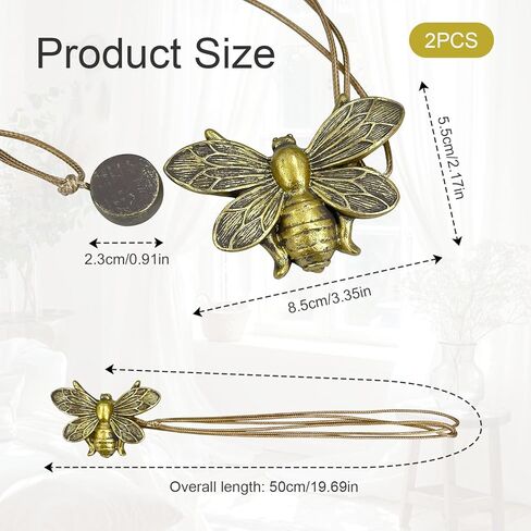 Magnetic Curtain Tiebacks, Set of 2 Antique Bronze Flying Bee Design, Resin Magnetic Curtain Holdbacks for Drapes, Farmhouse Home Office Decor, Decorative Accessories in Kuwait