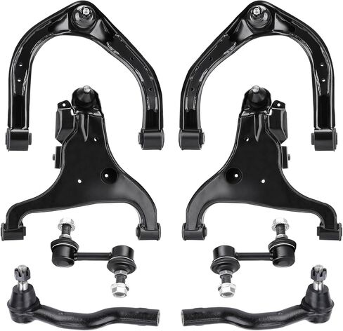 Front Upper and Lower Control Arms w/Ball Joints Driver Passenger Side + Outer Tie Rods + Sway Bars End Link Replacement for 2004-2010 Infiniti QX56 2005-2015 Nissan Pathfinder Armada Titan - 8pc Set in Saudi Arabia