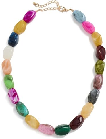 ADINA EDEN Women's Gold Chain & Multicolor Bead Necklace in Kuwait