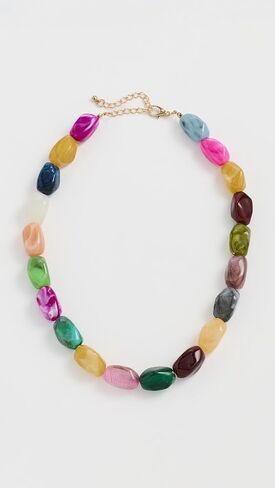ADINA EDEN Women's Gold Chain & Multicolor Bead Necklace in Kuwait