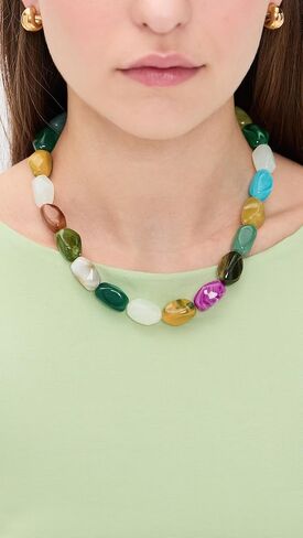 ADINA EDEN Women's Gold Chain & Multicolor Bead Necklace in Kuwait