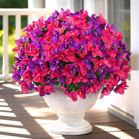 Yastouay 8 Bundles Artificial Flowers for Outdoors, Realistic Bougainvillea Fake Flowers for Outside, UV Resistant Silk Outdoor Faux Plants for Porch Patio Planter Front Door Garden Decor(Hot Pink) in Saudi Arabia