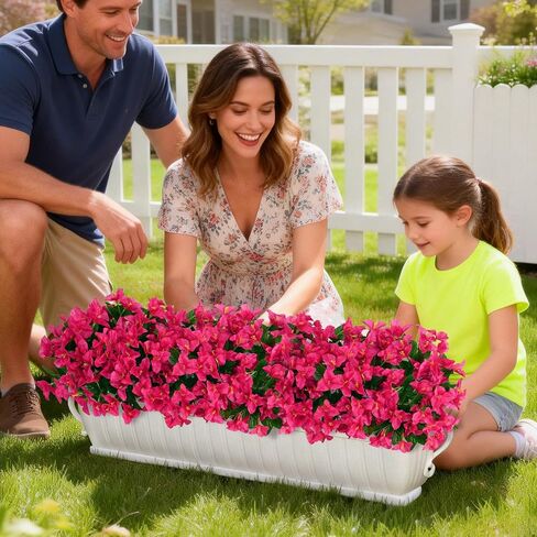 Yastouay 8 Bundles Artificial Flowers for Outdoors, Realistic Bougainvillea Fake Flowers for Outside, UV Resistant Silk Outdoor Faux Plants for Porch Patio Planter Front Door Garden Decor(Hot Pink) in Saudi Arabia