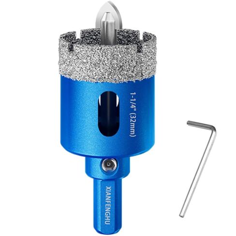 Dry Diamond Core Drill Bits Set 5 PCS 1/4" Carbide Drill Tile Hole Saws Vacuum Brazed with Hex Shank for Ceramic Porcelain Tiles Marble Granite Quartz Glass Hard Materials in Kuwait
