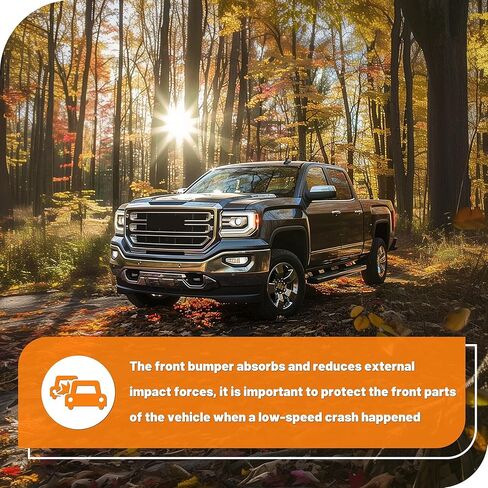 المصد الأمامي KUAFU متوافق مع 2016 2017 2018 2019 GMC Sierra 1500 استبدال محدود لـ GM1002866، 23243500 المصد الأمامي شريط الوجه مع فتحات الاستشعار الصلب الكروم الفضي in Saudi Arabia