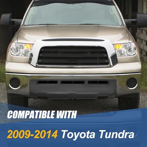 عاكس غطاء لوحة المصد الأمامي من Auto Dynasty متوافق مع 2009-2014 Toyota Tundra 2009 2010 2011 2012 2013 2014، أسود مزخرف، TO1095202 in Saudi Arabia