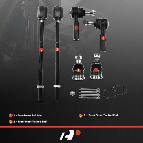 A-Premium Set of 6, Front Lower Ball Joint & Inner Outer Tie Rod End, Compatible with Ford Taurus 1996-2007, Mercury Sable 1996-2005, 3.0L in Saudi Arabia