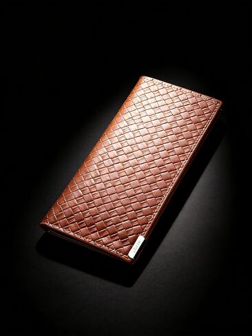 Woven Design Ultra Thin Wallet for Men, Open Top Long Leather Billfold with RFID Blocking and Multiple Card Slots, Large Capacity Casual Organizer (Light Tan) in Saudi Arabia