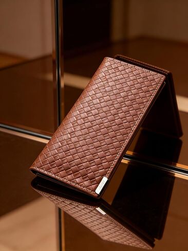 Woven Design Ultra Thin Wallet for Men, Open Top Long Leather Billfold with RFID Blocking and Multiple Card Slots, Large Capacity Casual Organizer (Light Tan) in Saudi Arabia