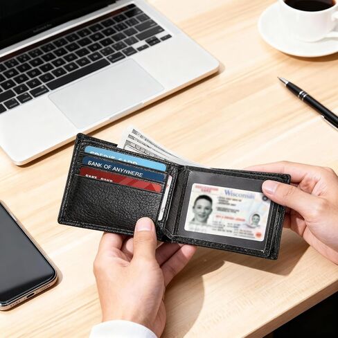 Stylish Men's Wallet, Genuine Leather Bifold Wallet with RFID Blocking Technology Individual Coin Pocket A wallet Essential For Business, Leisure, And Travel in Saudi Arabia